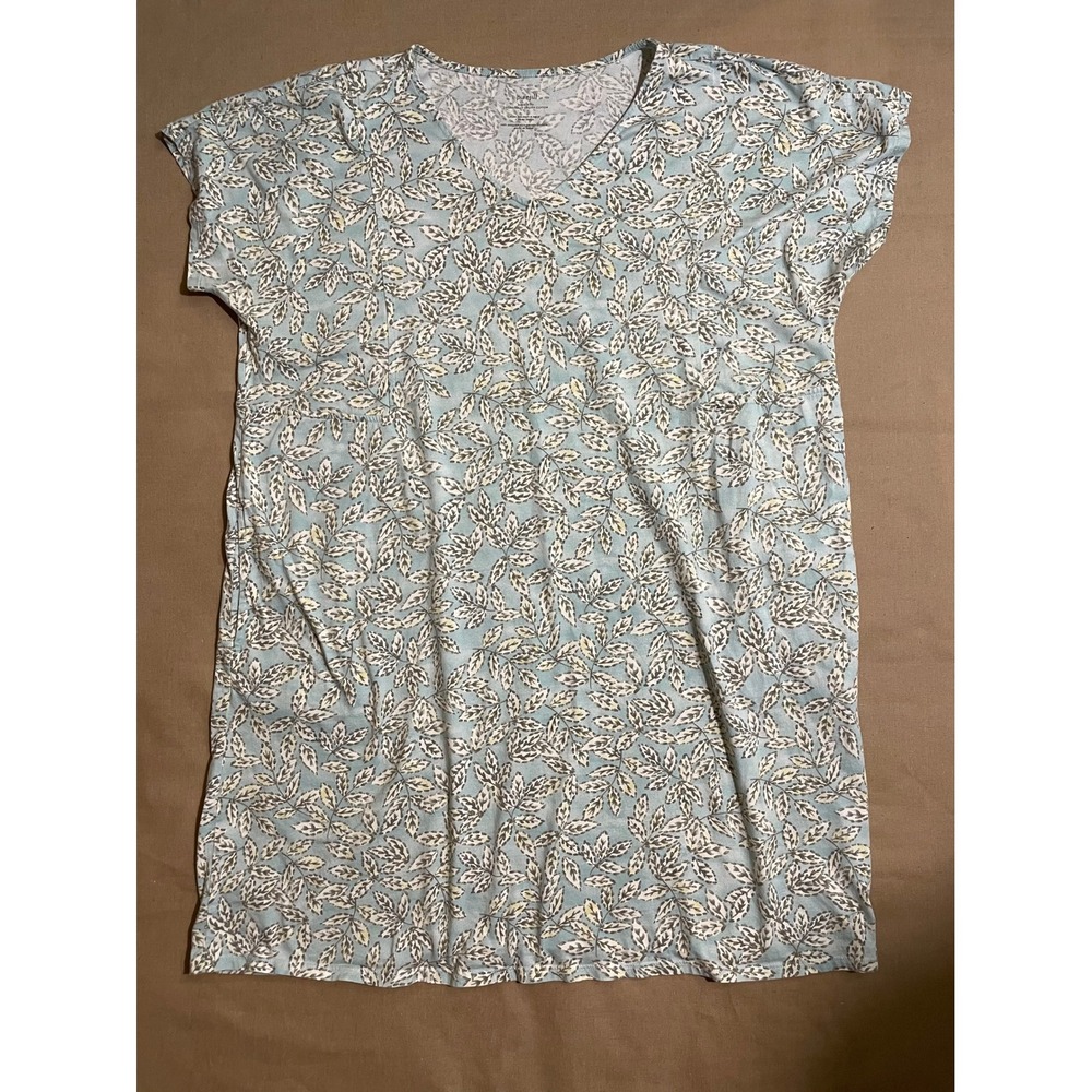J Jill PureJill Organic Cotton Soft V Neck T Shirt Dress XL Pockets Botanical